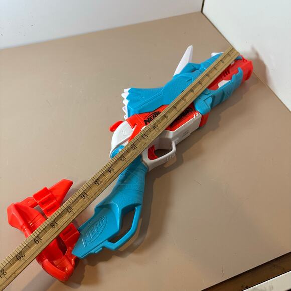 Nerf DinoSquad Tricera-Blast Dart Blaster Dinosaur Toy Gun Blue Red 2020 Hasbro - Picture 7 of 7